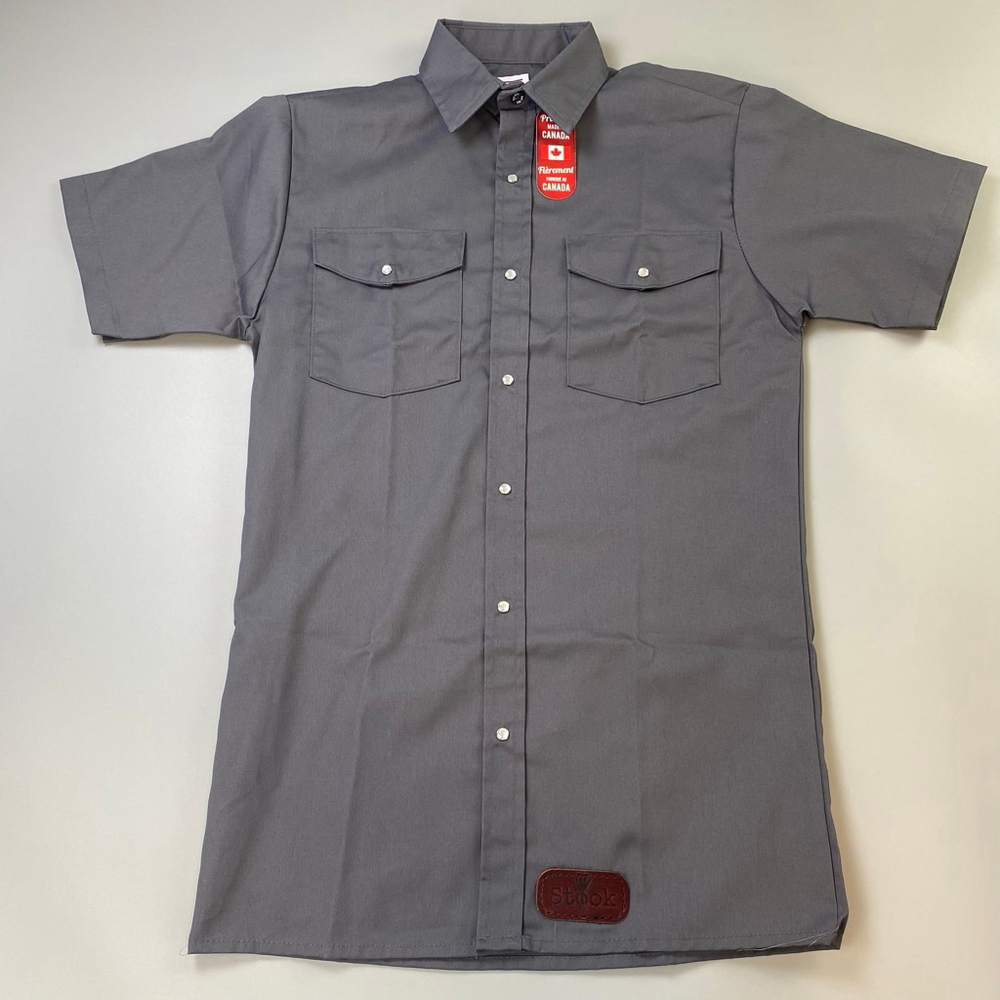 BIG BILL Shirt Mens Small Grey Pearl Snap Canada Made Skater Rockabilly Utility